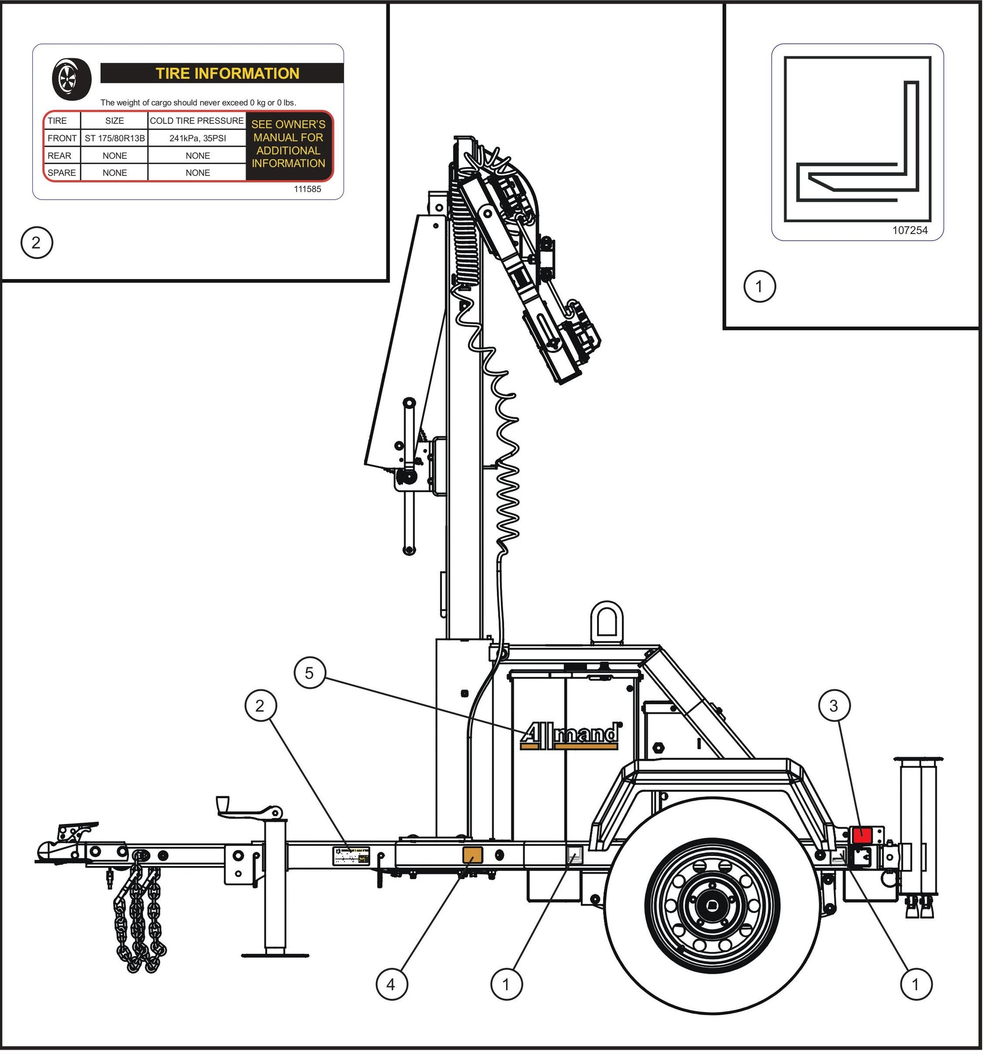 GR Series Night-Lite Chain - Left Side Decals Assembly Parts By Allmand