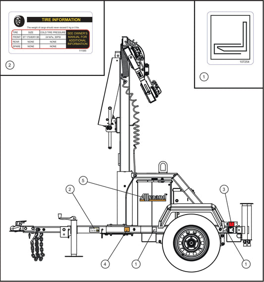 GR Series Night-Lite Chain - Left Side Decals Assembly Parts By Allmand