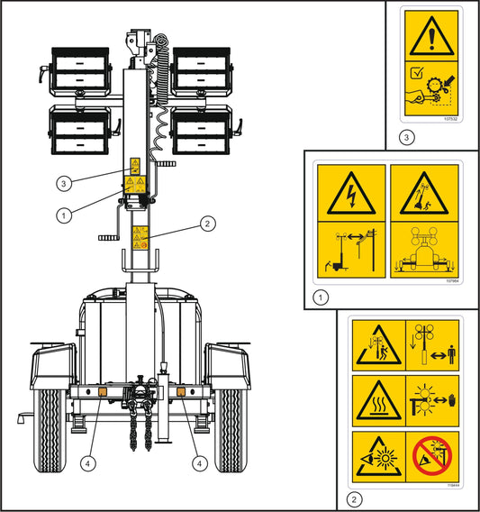 GR Series Night-Lite Chain - Front Side International Wordless Decals Assembly Parts By Allmand