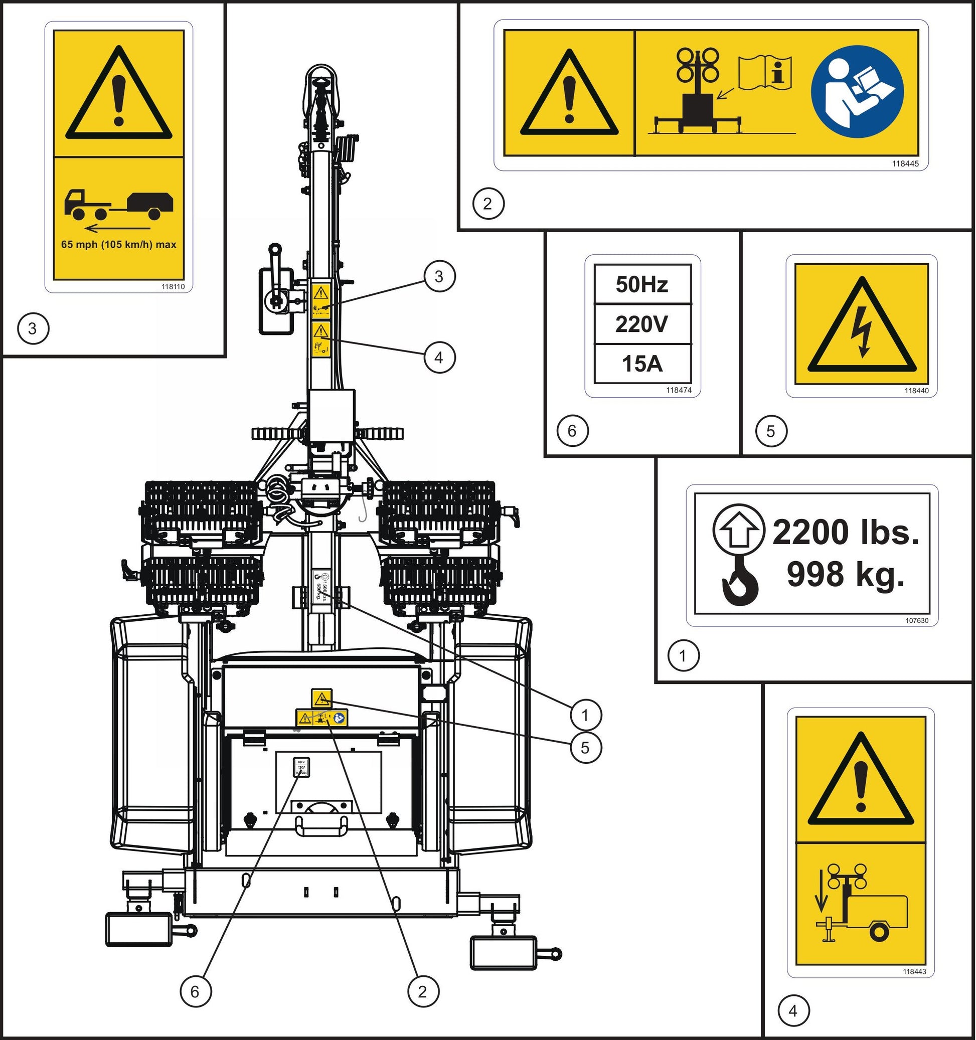 GR Series Night-Lite Chain - Top View International Wordless Decals Assembly Parts By Allmand