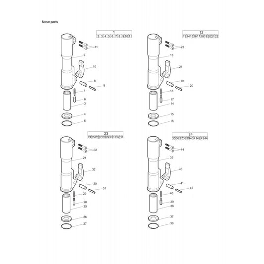 BRK 70 M, 70 VR HBP Nose Parts Assembly Parts By Chicago Pneumatics