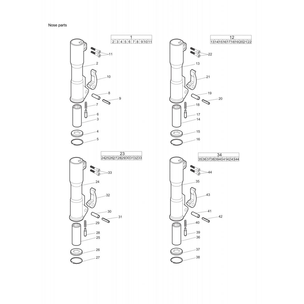 BRK 70 M, 70 VR HBP Nose Parts Assembly Parts By Chicago Pneumatics