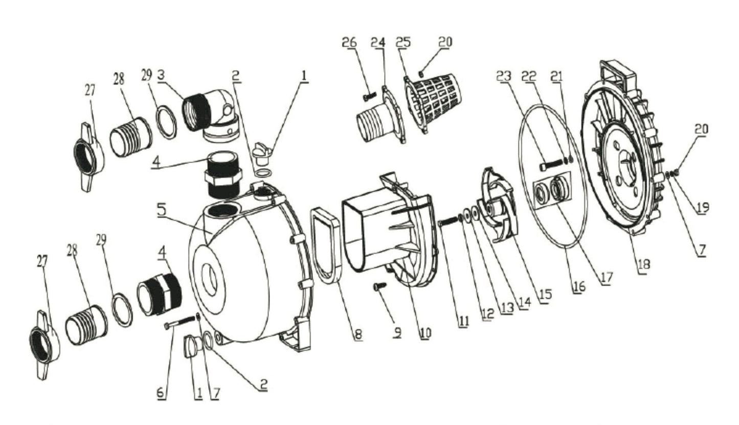 BE NP-2070R Water Pump Assembly Parts-2 by BE Power Equipment