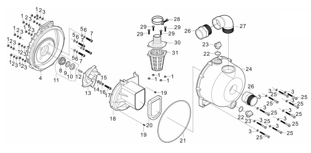 BE NP-3070R Water Pump Assembly Parts by BE Power Equipment
