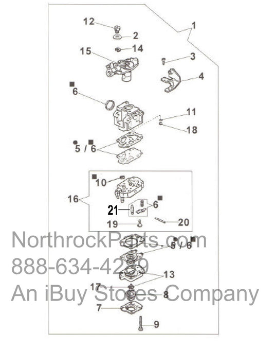 PRO50 2-Stroke Carburetor-WYK-144 Assembly Parts