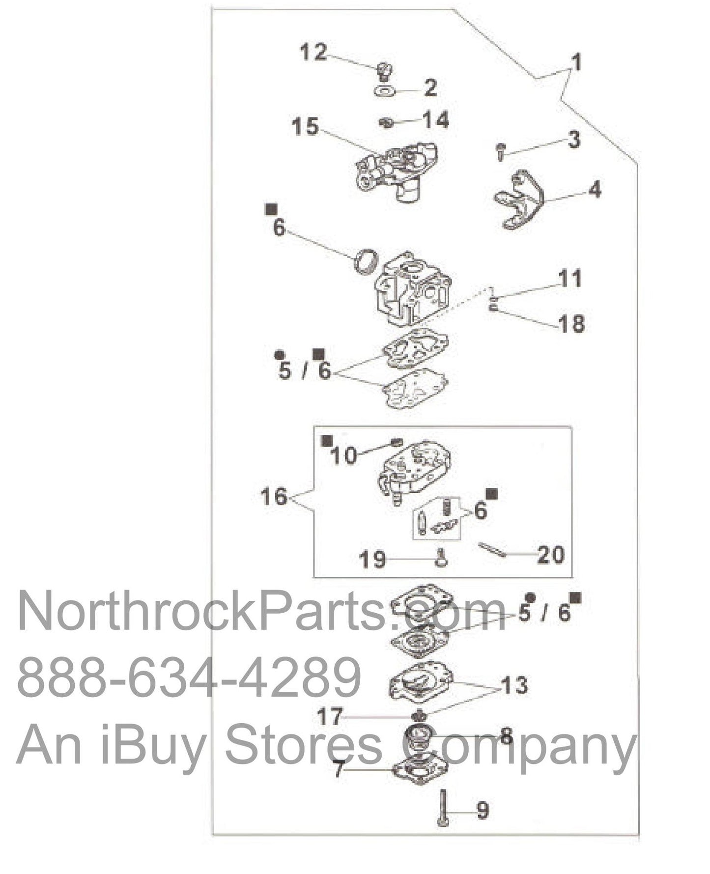 PRO50 2-Stroke Carburetor-WYK-104 Assembly Parts