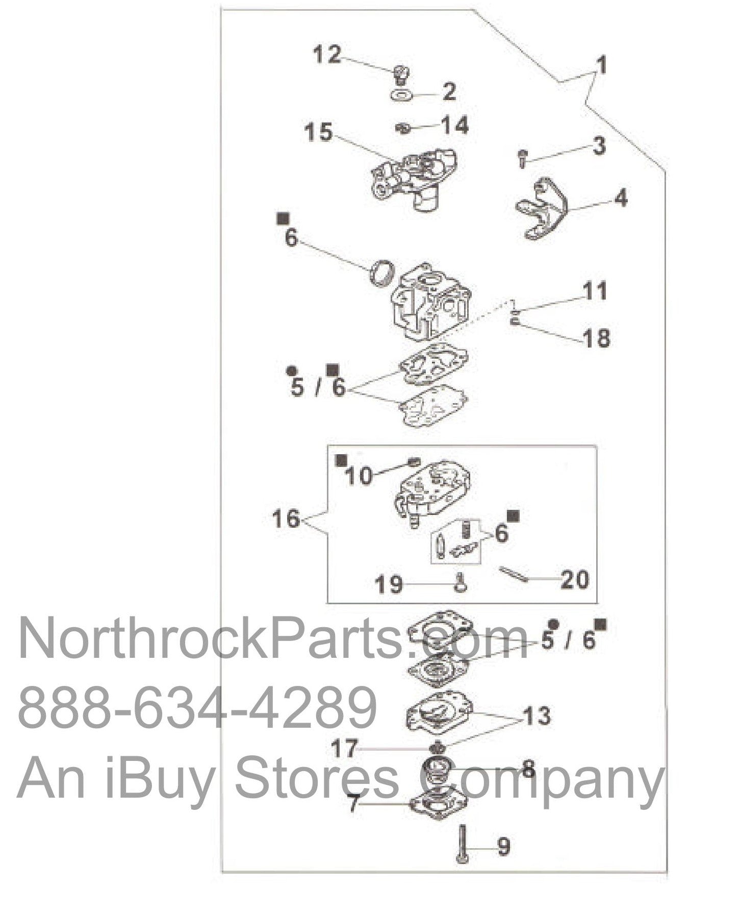 PRO50 2-Stroke Carburetor-WYK-104 Assembly Parts