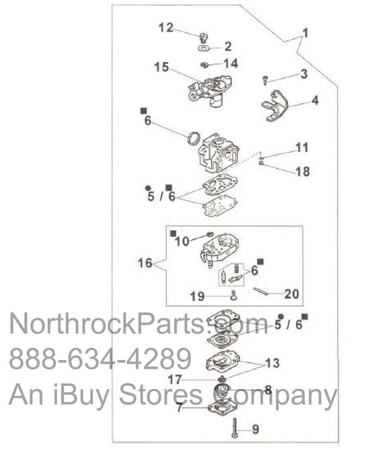 PRO50 2-Stroke Carburetor-WYK-104 Assembly Parts