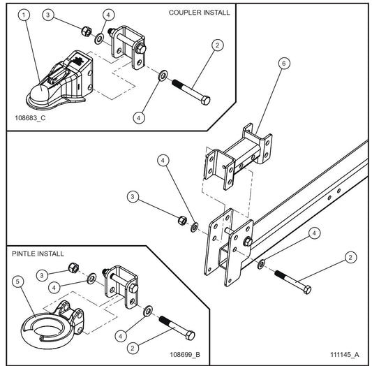 V Series Night-Lite Pro II New Style Tube-Mount Tongue Coupler Options Parts By Allmand