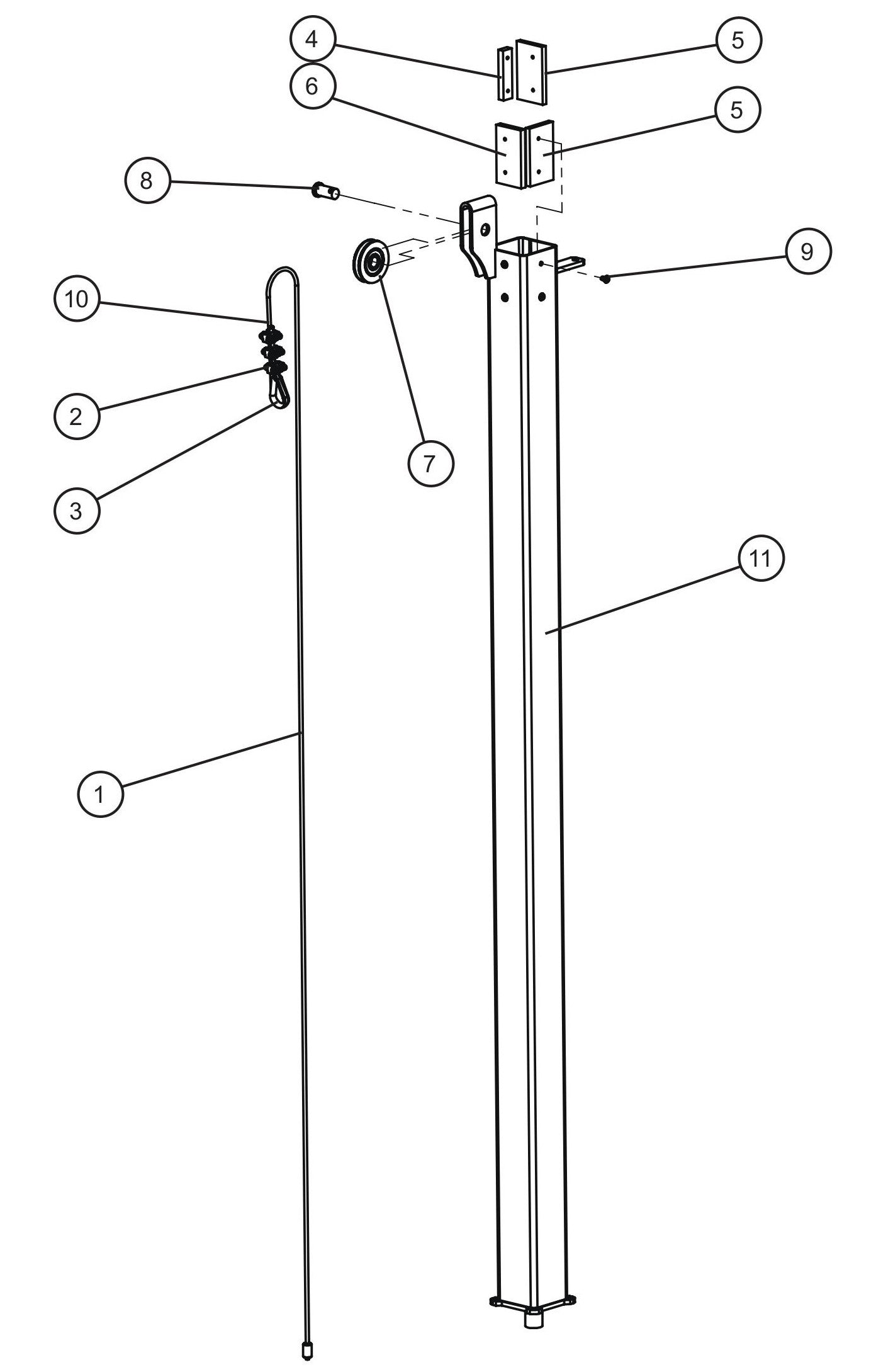 Night-Lite E-Series Manual Winch Vertical Tower Section 3 Assembly Parts By Allmand
