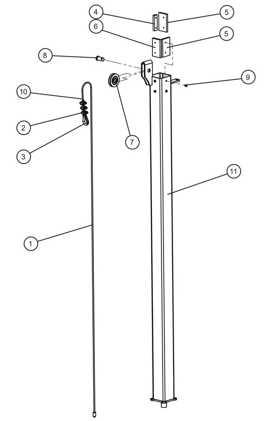 Night-Lite E-Series Manual Winch Vertical Tower Section 3 Assembly Parts By Allmand
