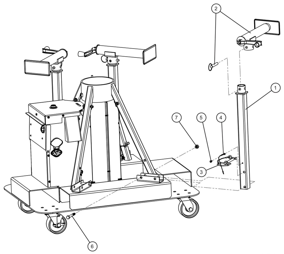 Night-Lite E-Series Manual Winch Outriggers Assembly Parts By Allmand