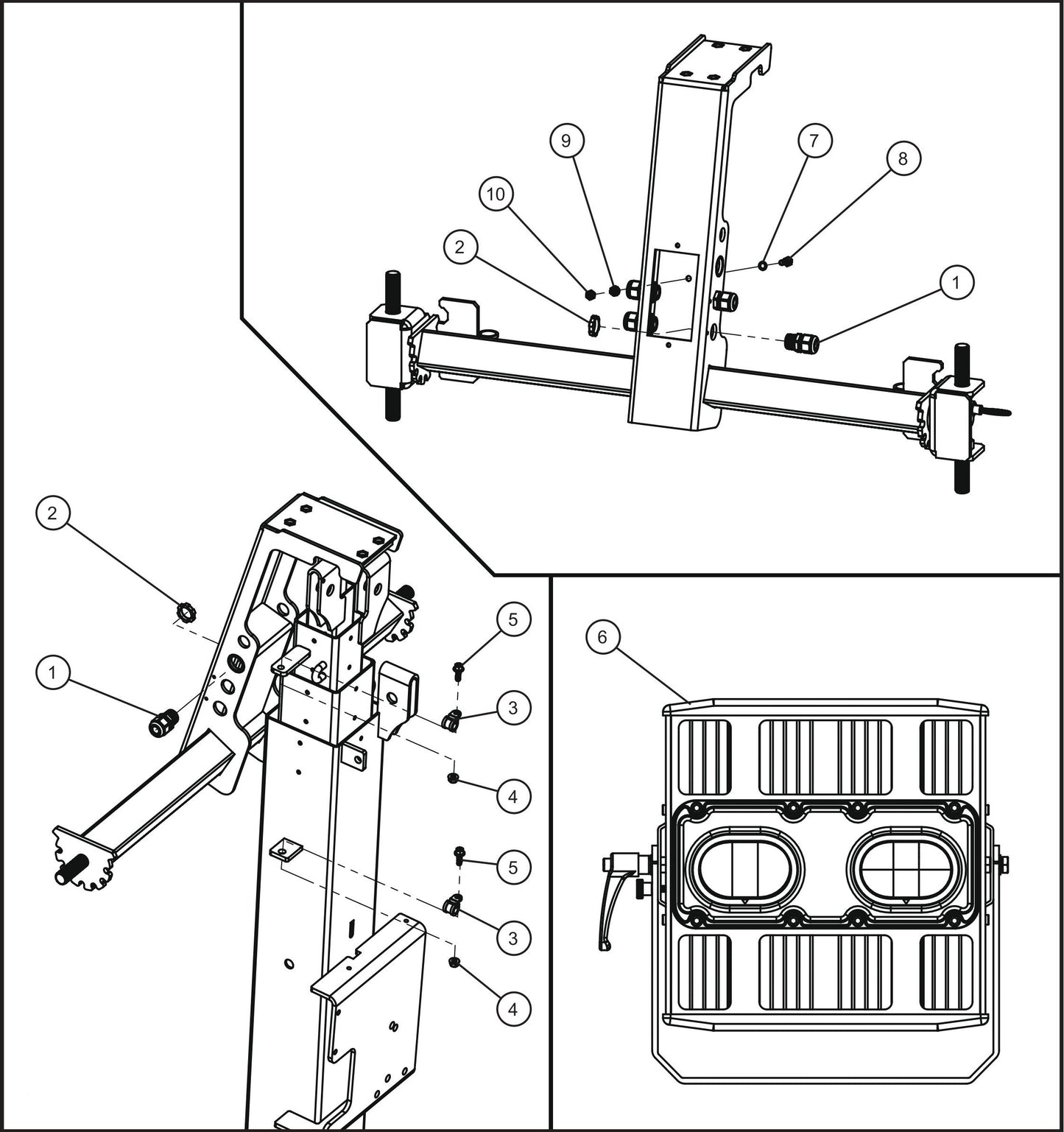 Night-Lite E-Series Manual Winch Rotational Light Bar Cord Grips, Tower Cord, and LED Lighting Assembly Parts By Allmand
