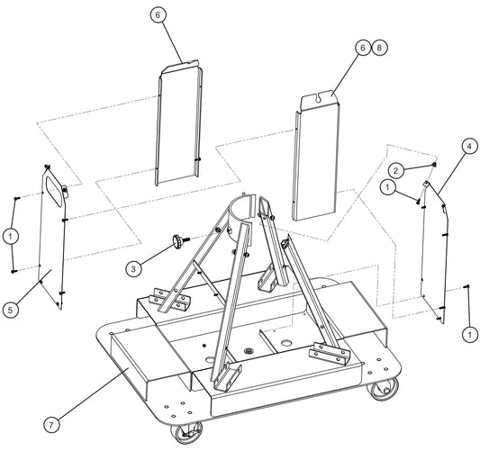 Night-Lite E-Series Manual Winch Tower Base Pedestal and Covers Assembly Parts By Allmand
