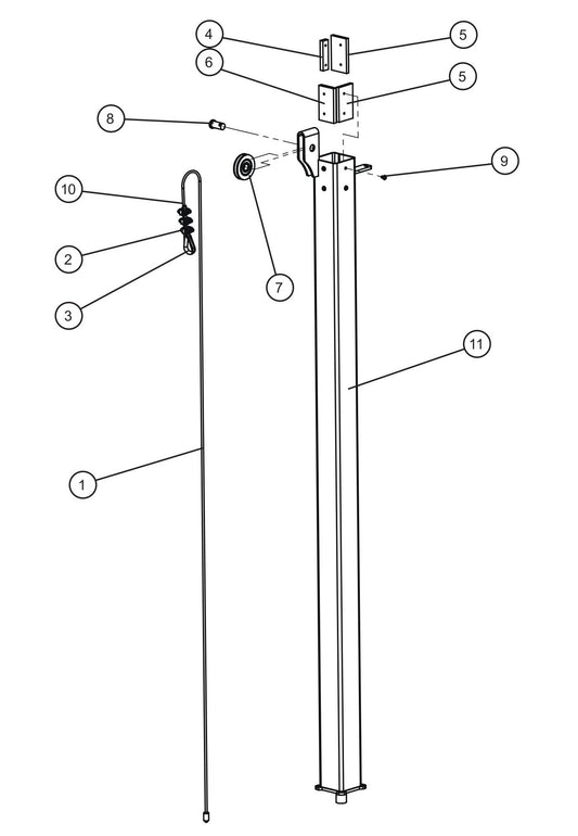 Night-Lite E-Series Electric Winch Vertical Tower Section 3 Assembly Parts for Portable Lights Parts by Allmand