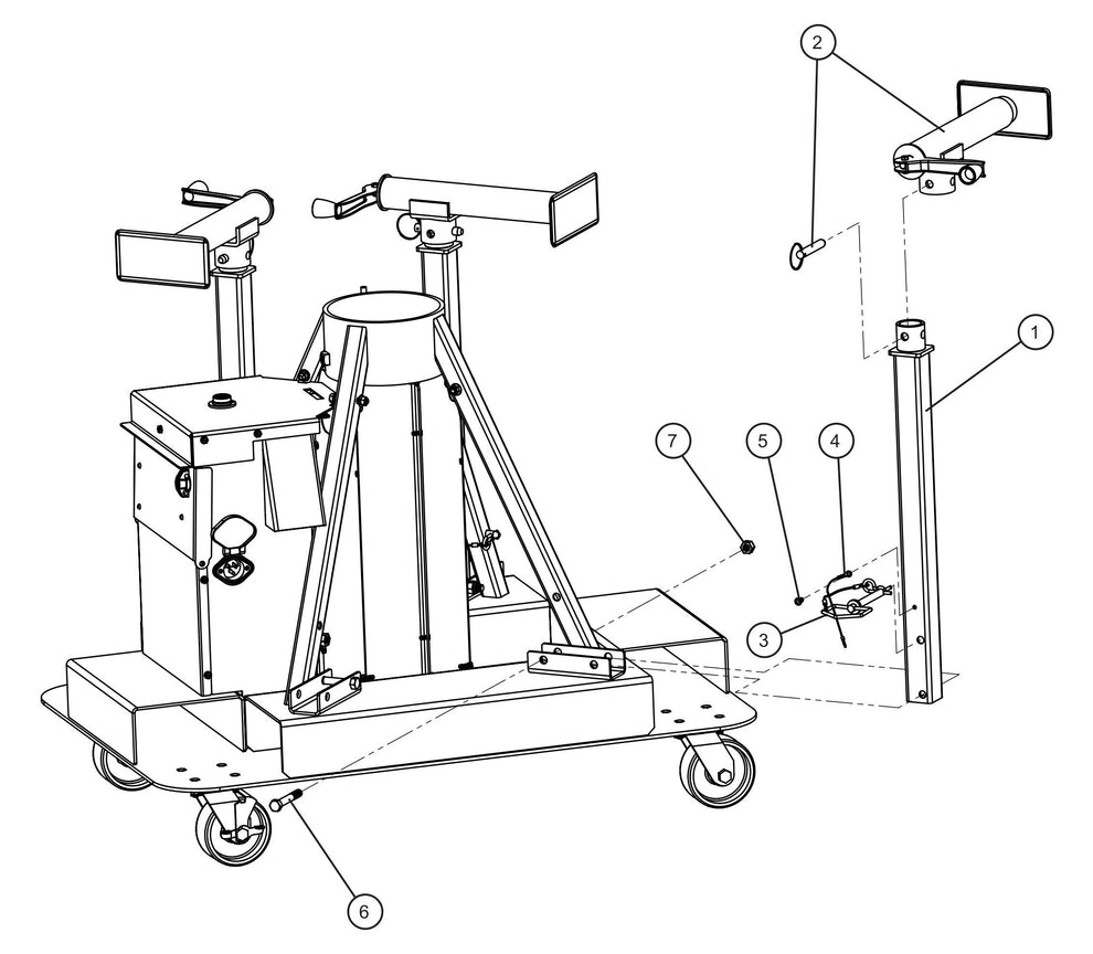 Night-Lite E-Series Electric Winch Outriggers Assembly Parts for Portable Lights Parts by Allmand
