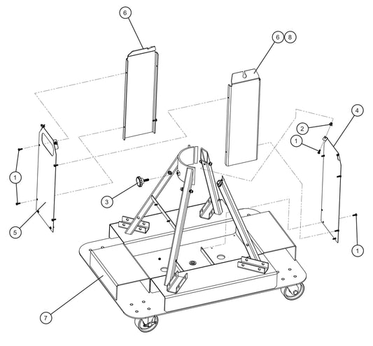 Night-Lite E-Series Electric Winch Tower Base Pedestal and Covers Assembly Parts for Portable Lights Parts by Allmand
