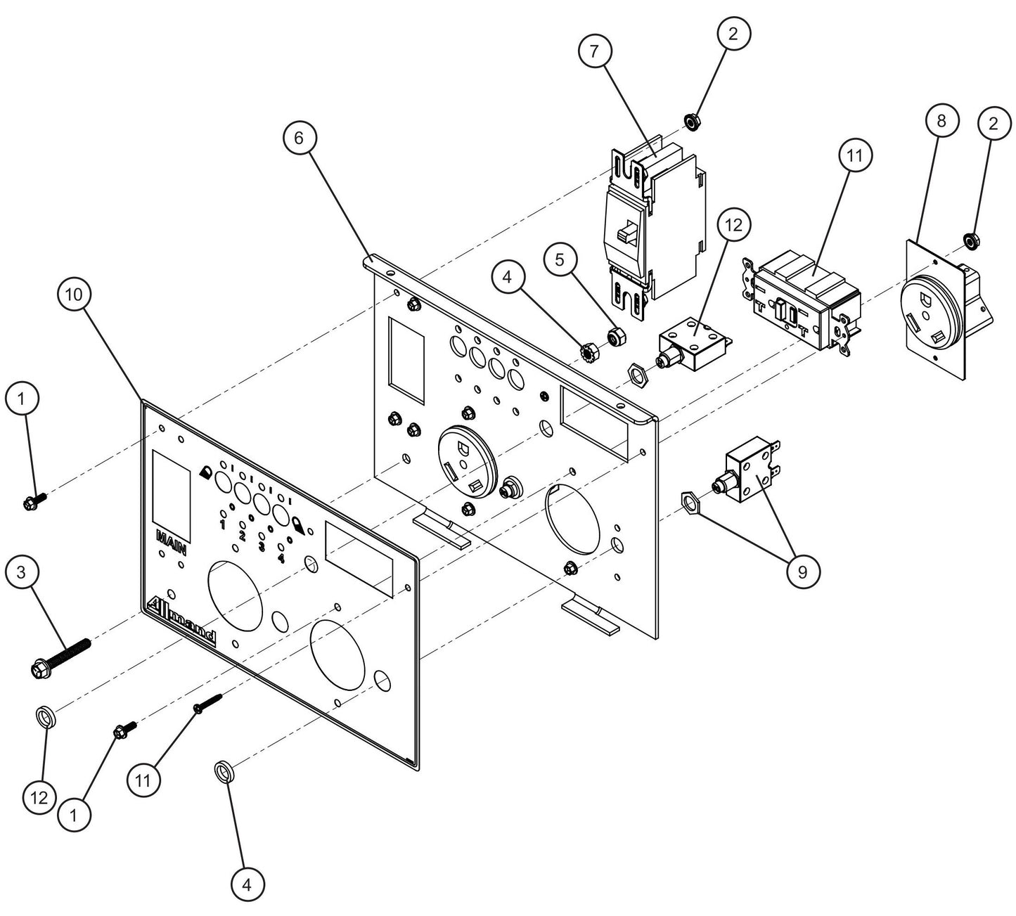 LD Series Night-Lite Pro II 2-30AMP RV 1-GFCI Outlet Package-II Assembly Parts By Allmand