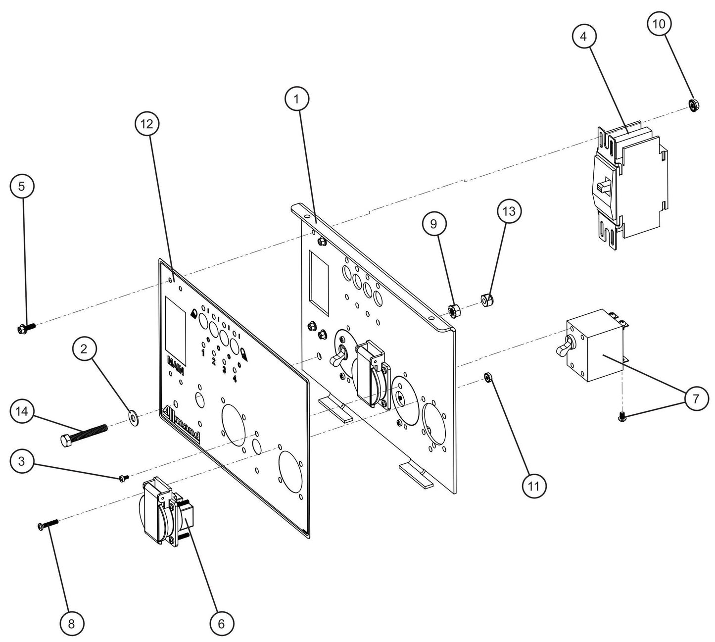 LD Series Night-Lite Pro II 50Hz 2-Schuko Outlet Package Assembly Parts By Allmand