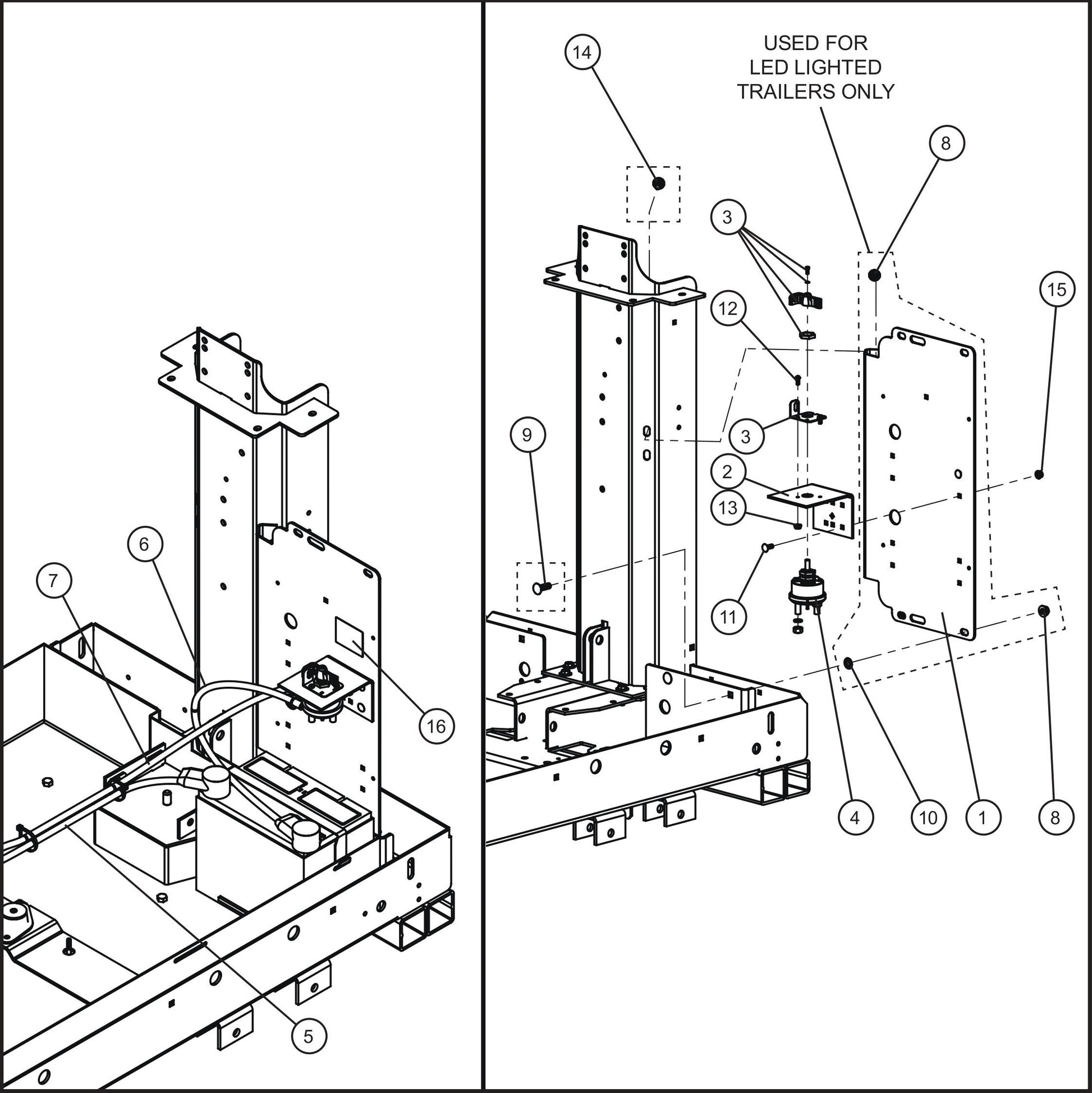 LD Series Night-Lite Pro II Battery Disconnect Assembly Parts By Allmand