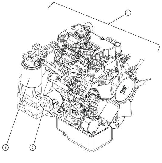 LD Series Night-Lite Pro II CAT/Perkins 1.1 Engine and Filters Assembly Parts By Allmand