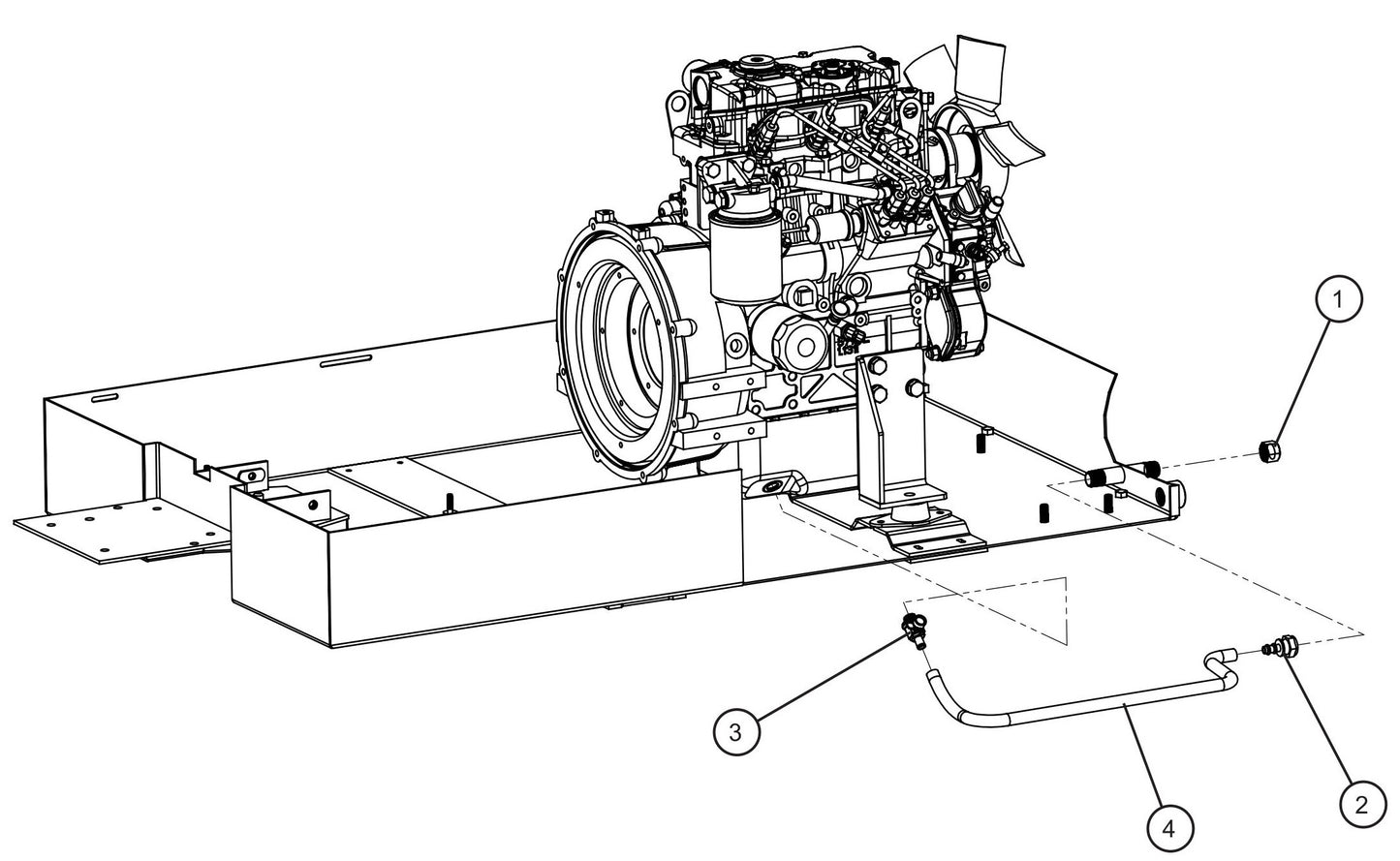 LD Series Night-Lite Pro II CAT/Perkins 1.1 Remote Oil Drain Assembly Parts By Allmand
