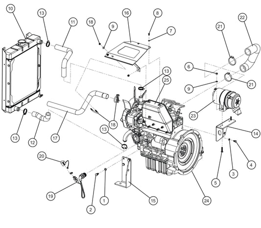 LD Series Night-Lite Pro II Kubota D1005/1105 Engine Group (1 of 6) Assembly Parts By Allmand