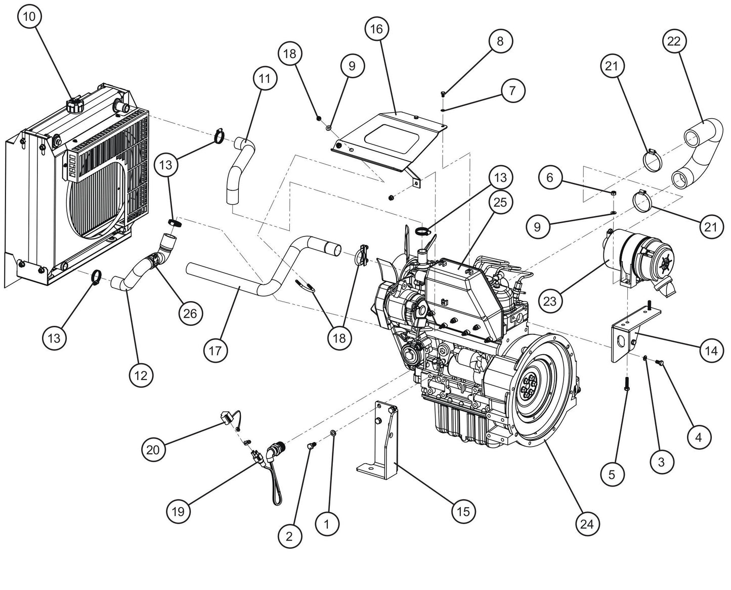 LD Series Night-Lite Pro II Kubota D1005/1105 Engine Group (2 of 6) Assembly Parts By Allmand