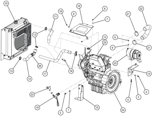 LD Series Night-Lite Pro II Kubota D1005/1105 Engine Group (2 of 6) Assembly Parts By Allmand