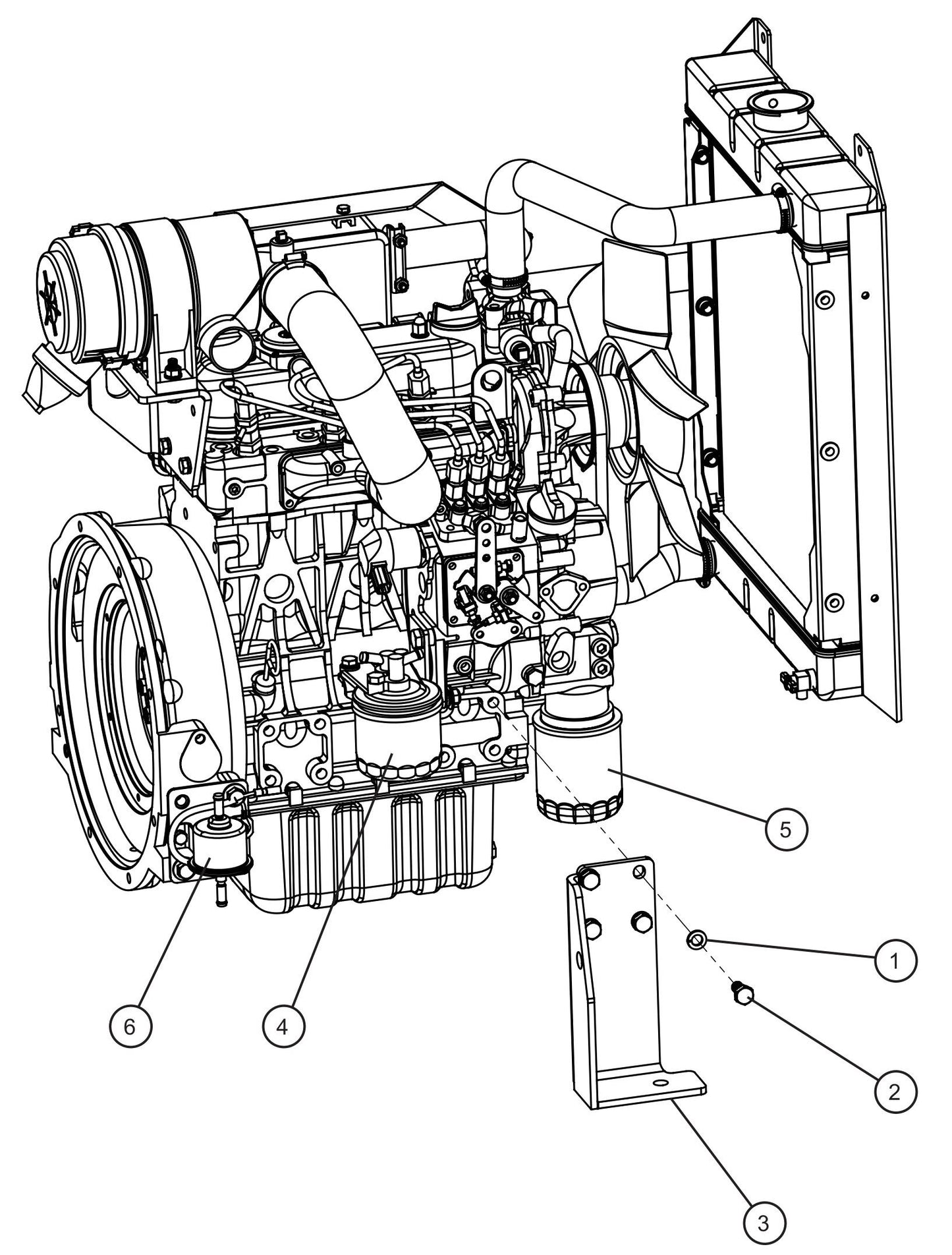 LD Series Night-Lite Pro II Kubota D1005/1105 Engine Group (3 of 6) Assembly Parts By Allmand
