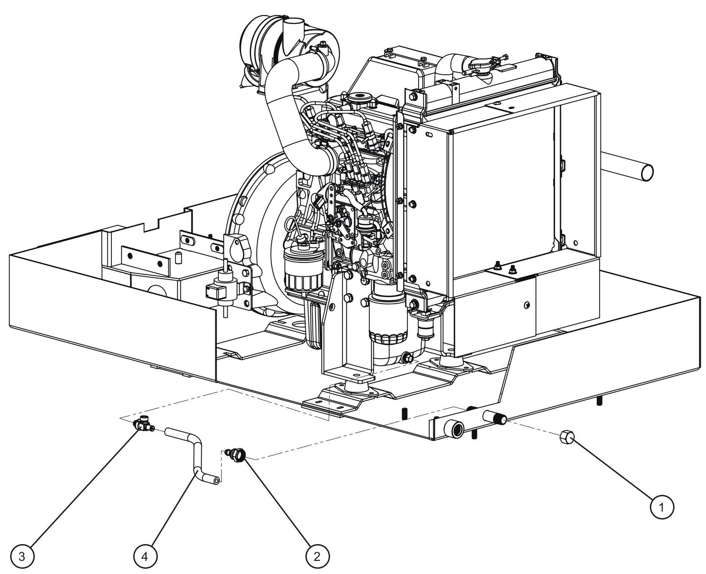 LD Series Night-Lite Pro II Kubota D1005/1105 Remote Oil Drain Assembly Parts By Allmand