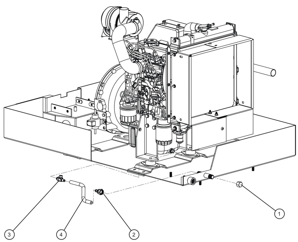 LD Series Night-Lite Pro II Kubota D1005/1105 Remote Oil Drain Assembly Parts By Allmand