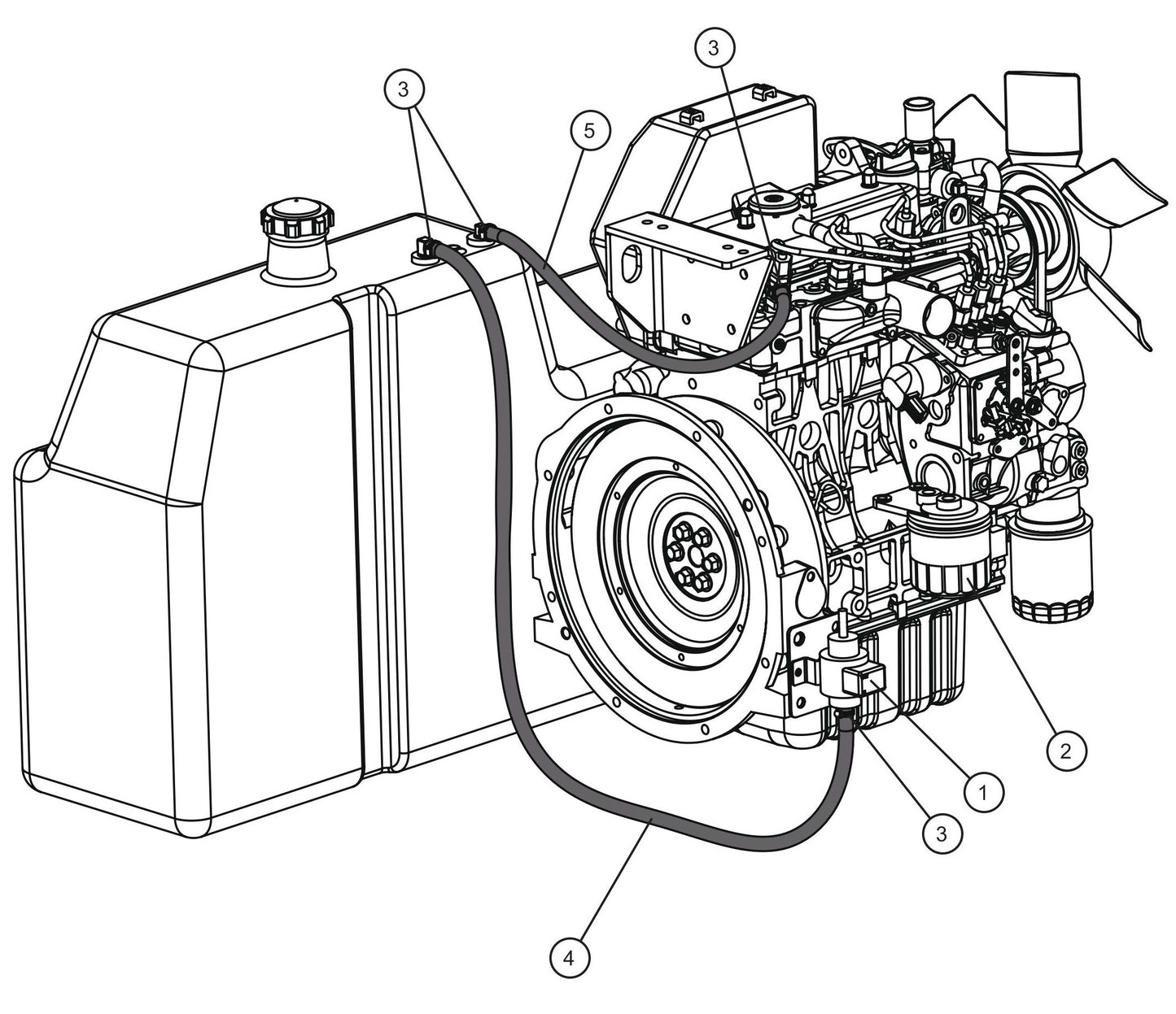 LD Series Night-Lite Pro II Kubota D1005/1105 Fuel Lines Assembly Parts By Allmand