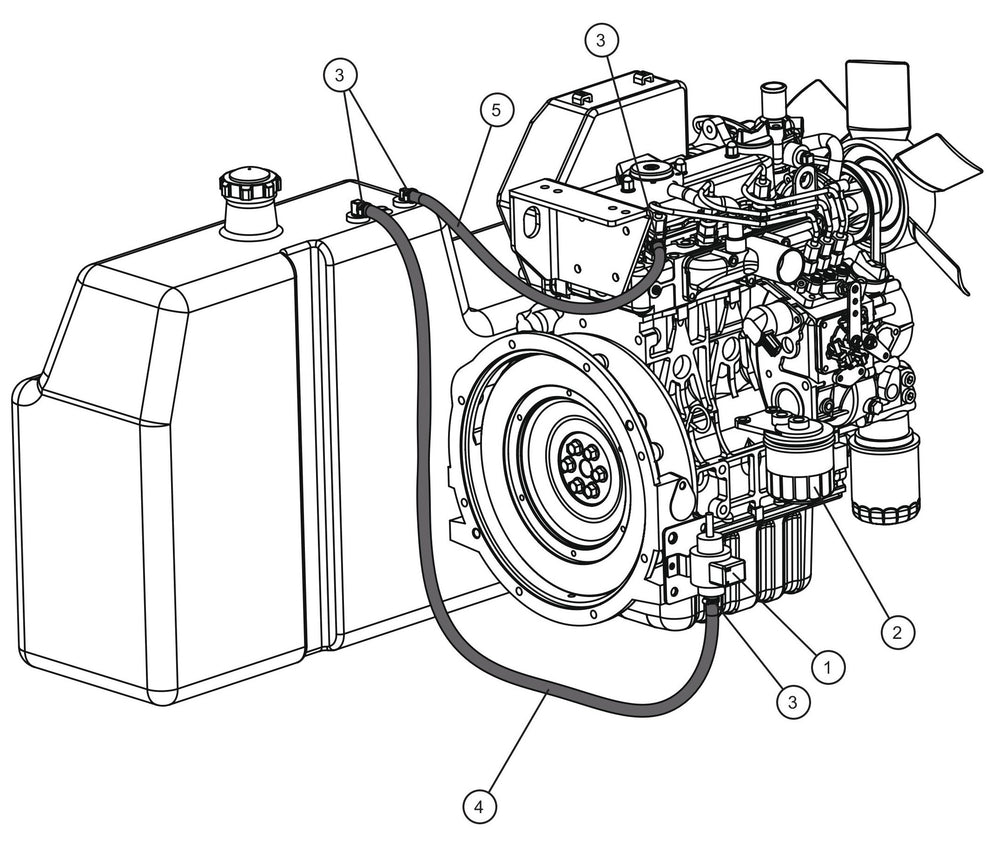 LD Series Night-Lite Pro II Kubota D1005/1105 Fuel Lines Assembly Parts By Allmand