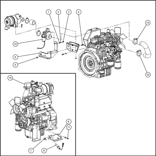 LD Series Night-Lite Pro II Kubota D1005/1105 Shocker Group (1 of 2) Assembly Parts By Allmand