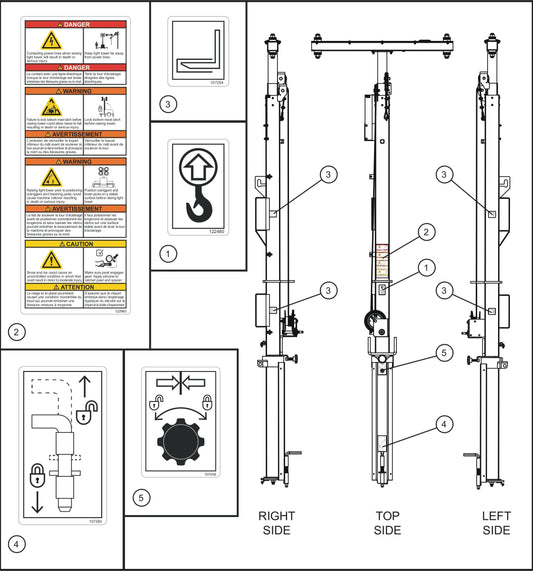 LD Series Night-Lite Pro II Laydown Tower Domestic Decals Assembly Parts By Allmand