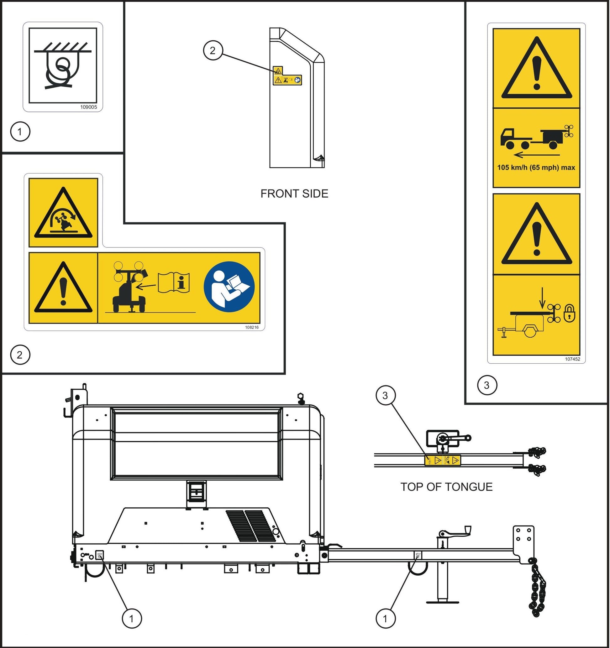 LD Series Night-Lite Pro II Laydown Tower Trailer Right/Front Side Wordless Decals Assembly Parts By Allmand
