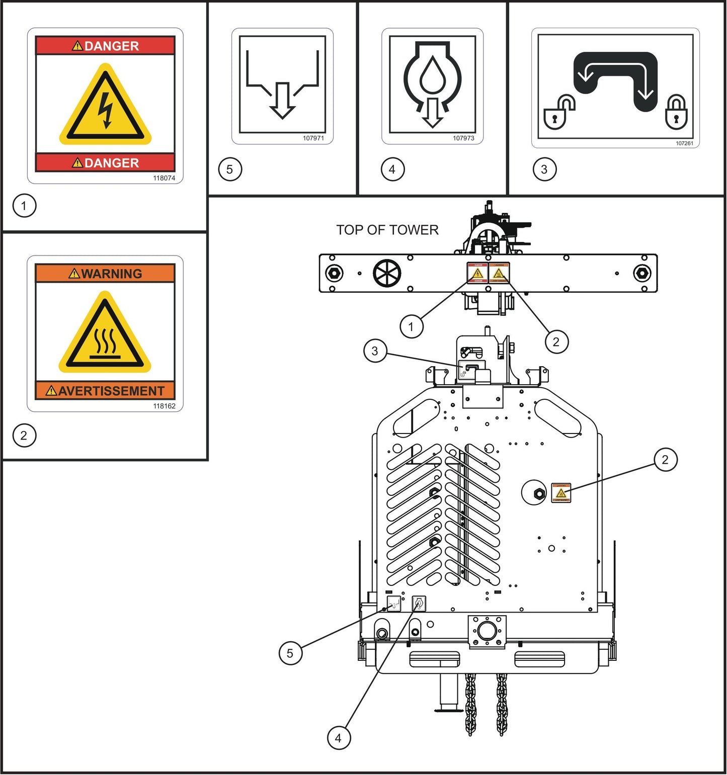 LD Series Night-Lite Pro II Laydown Tower Trailer Rear Side Domestic Decals Assembly Parts By Allmand