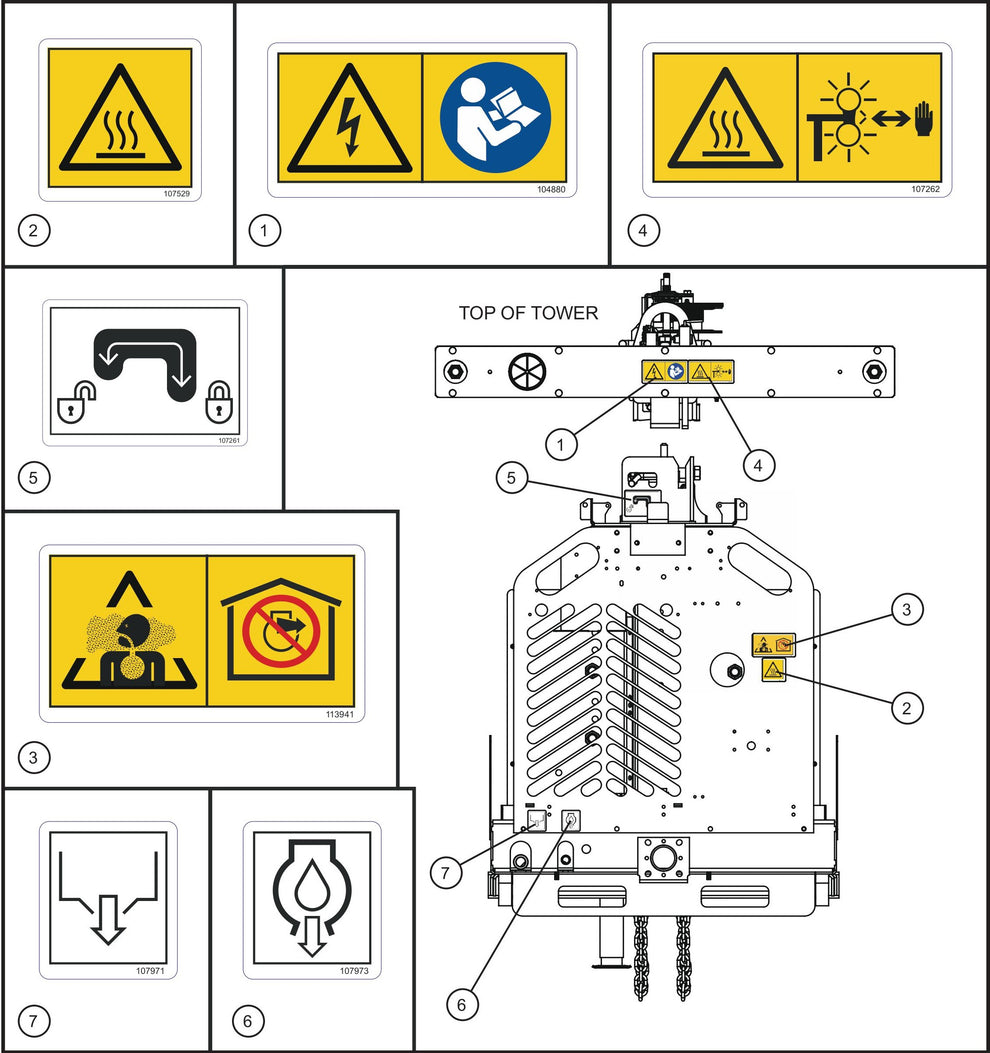 LD Series Night-Lite Pro II Laydown Tower Trailer Rear Side Wordless Decals Assembly Parts By Allmand