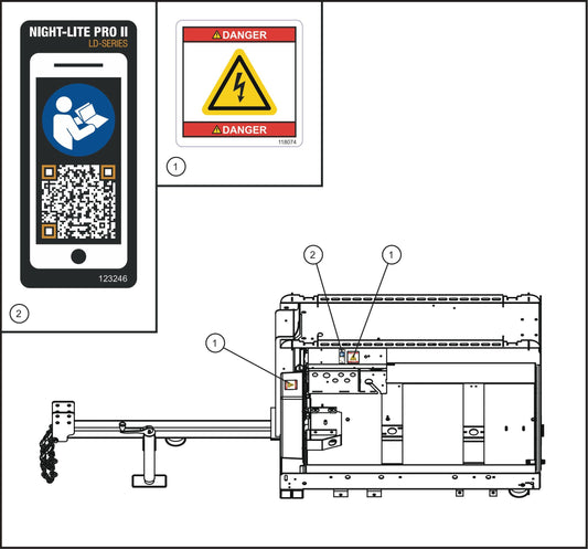 LD Series Night-Lite Pro II Laydown Tower Trailer Interior Domestic Decals Assembly Parts By Allmand