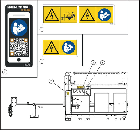 LD Series Night-Lite Pro II Laydown Tower Trailer Interior Wordless Decals Assembly Parts By Allmand