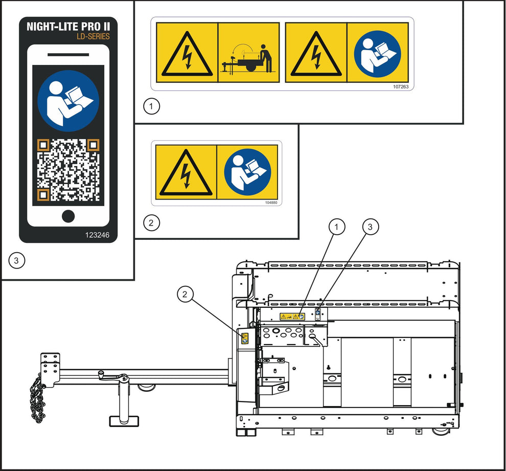 LD Series Night-Lite Pro II Laydown Tower Trailer Interior Wordless Decals Assembly Parts By Allmand