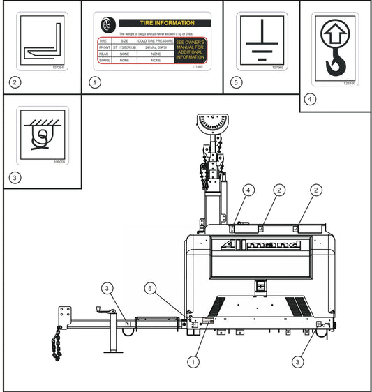LD Series Night-Lite Pro II Vertical Tower Trailer Left Side Wordless Decals Assembly Parts By Allmand