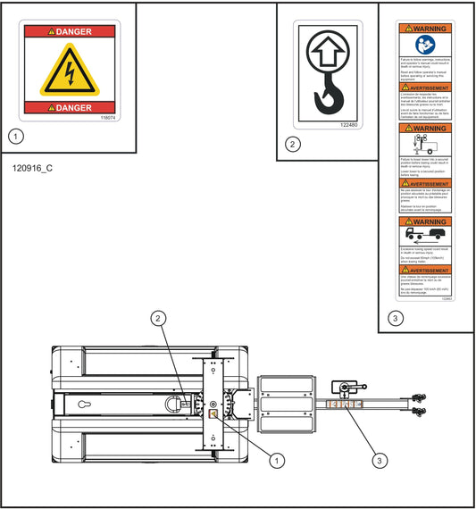 LD Series Night-Lite Pro II Vertical Tower Trailer Top Side Domestic Decals Assembly Parts By Allmand