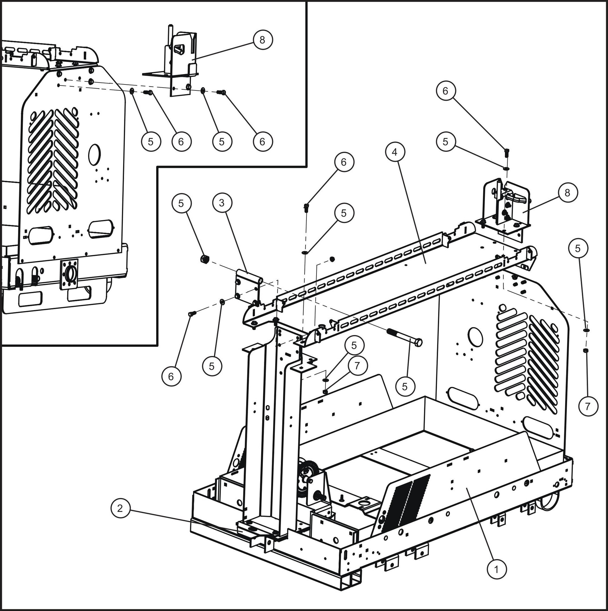 LD Series Night-Lite Pro II Laydown Tower Trailer Group (1 of 2) Assembly Parts By Allmand