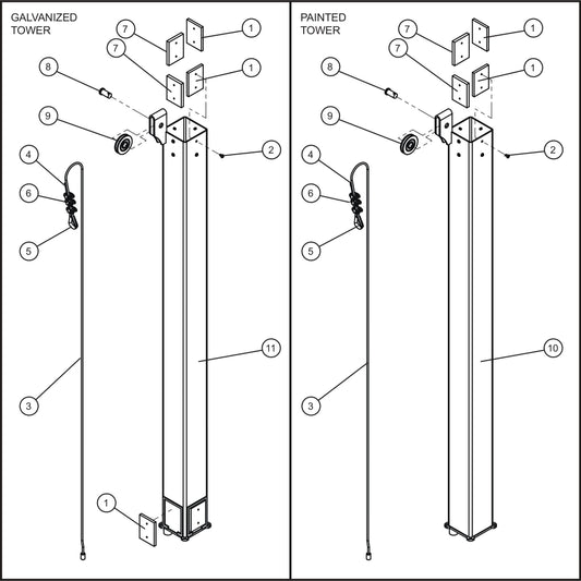 LD Series Night-Lite Pro II Vertical Tower Parts (3 of 5) Assembly Parts By Allmand
