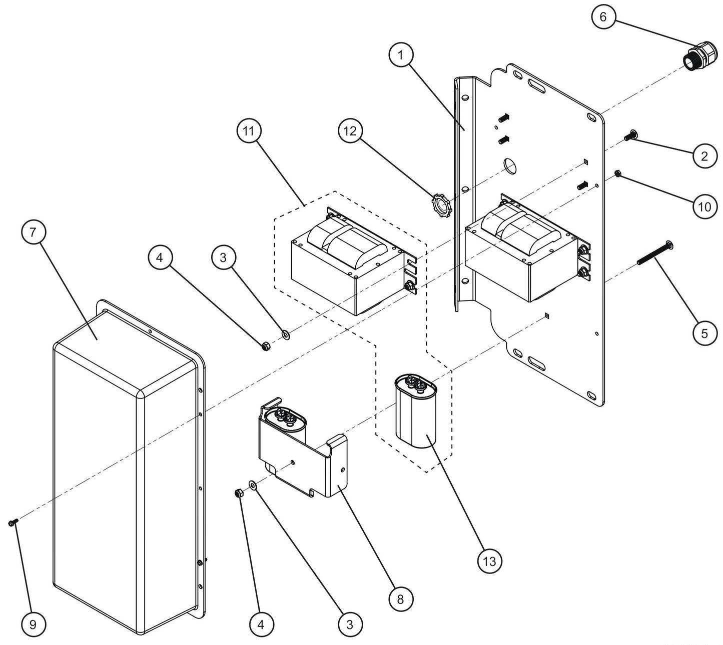 LD Series Night-Lite Pro II 1000W 50Hz 120V Ballast Box Assembly Parts By Allmand