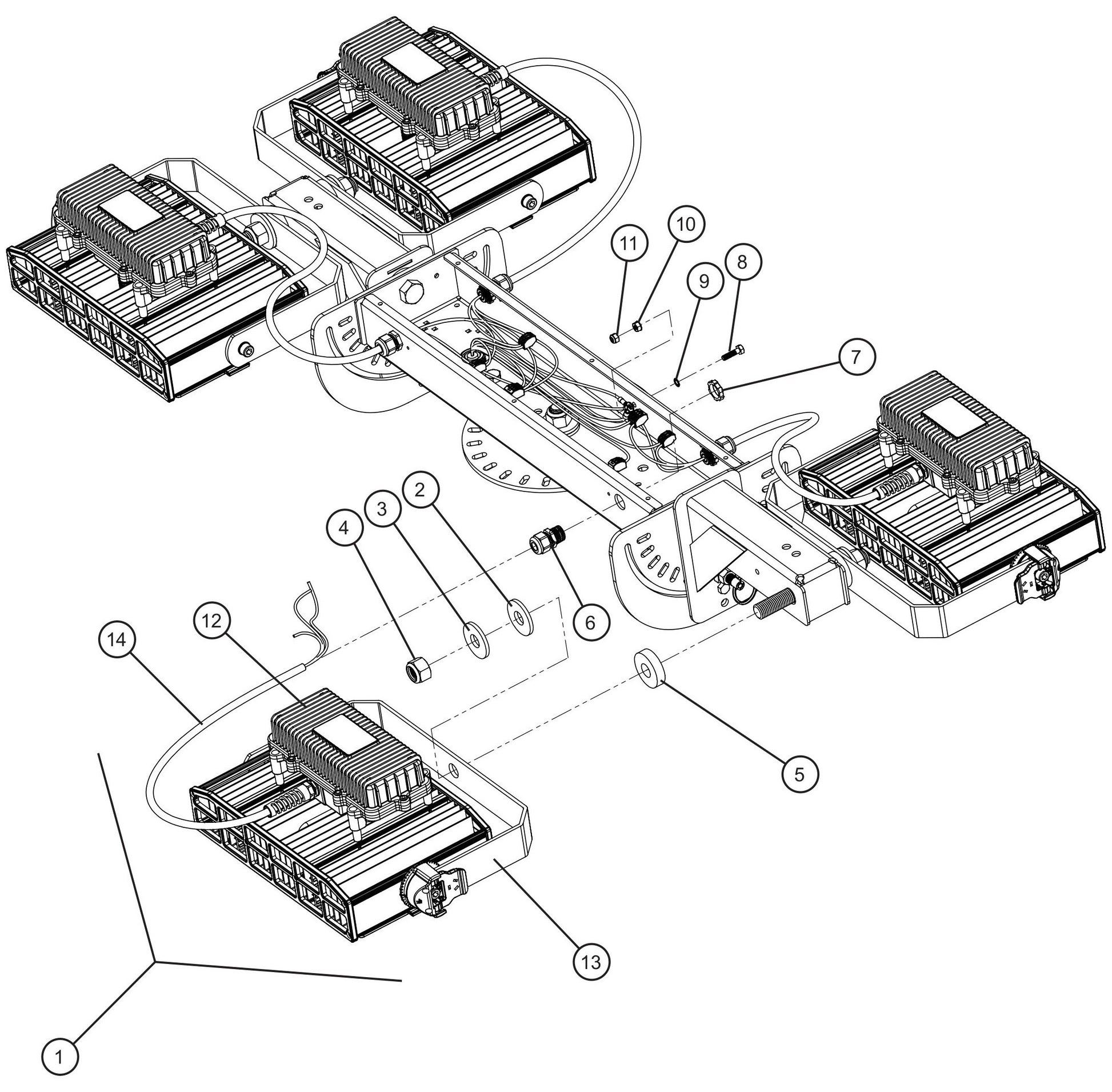 LD Series Night-Lite Pro II SMD LED Lamp Install Group Assembly Parts By Allmand