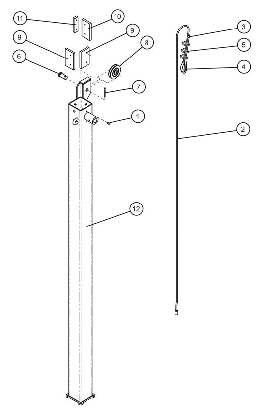 Vertical Tower Parts Old Style (4 of 5) Assembly Parts for V-Series Night-lite PRO II 50 & 60Hz NIGHT-LITE PRO II® (08-000001 to 08-005618) by Allmand