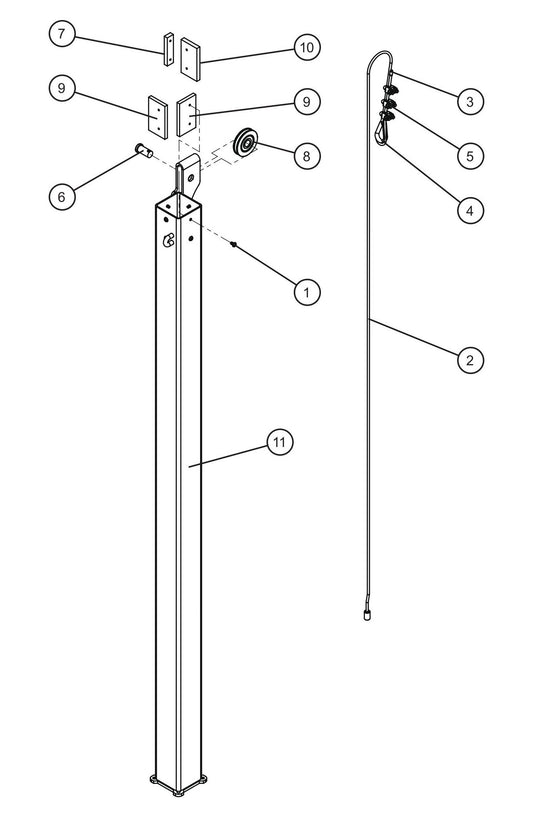 Vertical Tower Parts New Style (4 of 5) Assembly Parts for V-Series Night-lite PRO II 50 & 60Hz NIGHT-LITE PRO II® (08-000001 to 08-005618) by Allmand